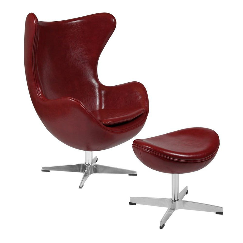 Flash Furniture Cordovan Leather Egg Chair with Tilt-Lock Mechanism and Ottoman
