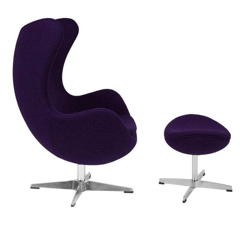 Flash Furniture Wool Fabric Egg Chair with Tilt-Lock Mechanism and Ottoman