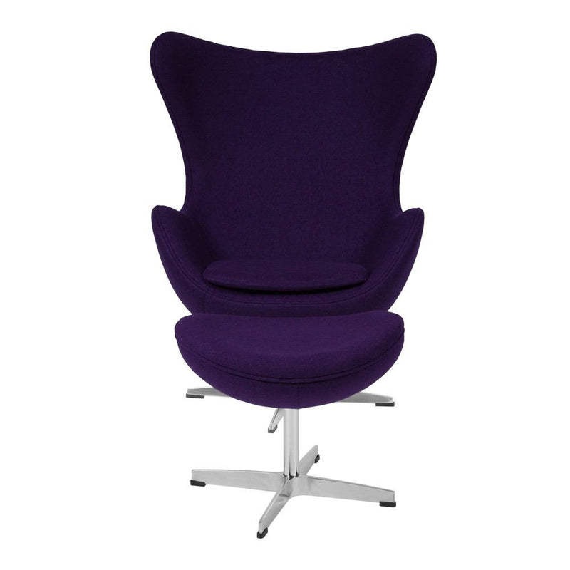 Flash Furniture Wool Fabric Egg Chair with Tilt-Lock Mechanism and Ottoman