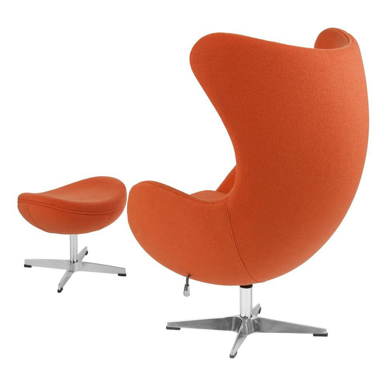 Flash Furniture Wool Fabric Egg Chair with Tilt-Lock Mechanism and Ottoman