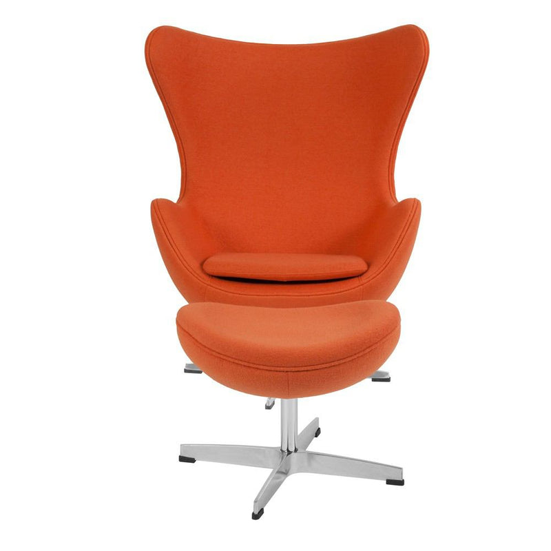 Flash Furniture Wool Fabric Egg Chair with Tilt-Lock Mechanism and Ottoman