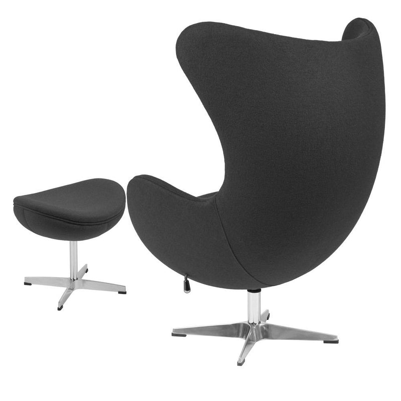 Flash Furniture Wool Fabric Egg Chair with Tilt-Lock Mechanism and Ottoman