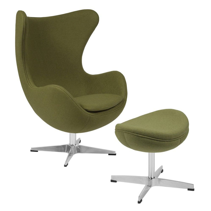 Flash Furniture Wool Fabric Egg Chair with Tilt-Lock Mechanism and Ottoman