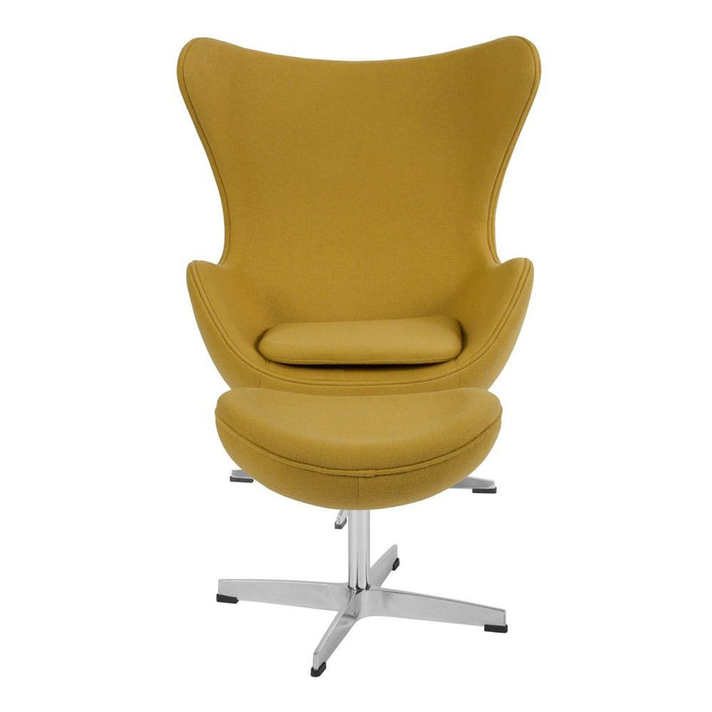 Flash Furniture Wool Fabric Egg Chair with Tilt-Lock Mechanism and Ottoman