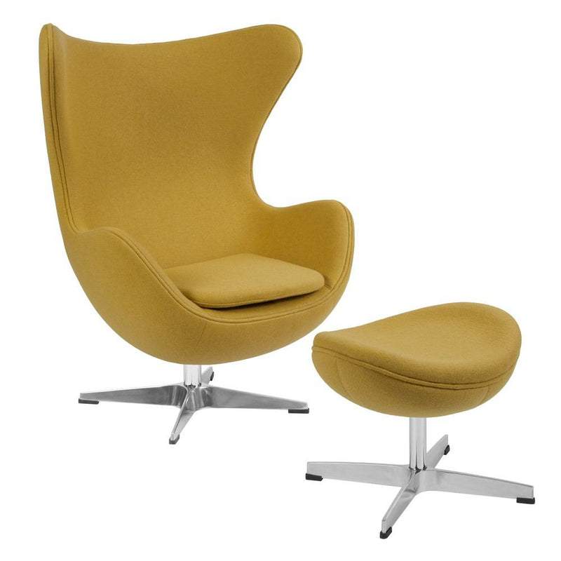 Flash Furniture Wool Fabric Egg Chair with Tilt-Lock Mechanism and Ottoman
