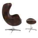 Flash Furniture Bomber Jacket Leather Egg Chair with Tilt-Lock Mechanism and Ottoman