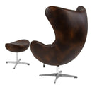 Flash Furniture Bomber Jacket Leather Egg Chair with Tilt-Lock Mechanism and Ottoman