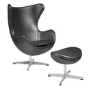 Flash Furniture Leather Egg Chair with Tilt-Lock Mechanism and Ottoman