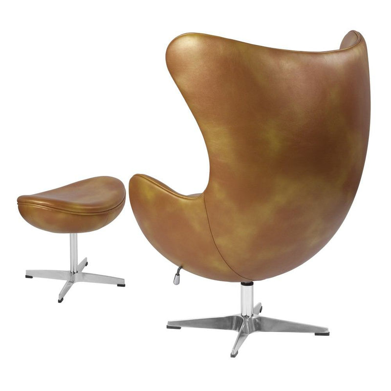 Flash Furniture Leather Egg Chair with Tilt-Lock Mechanism and Ottoman