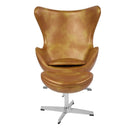 Flash Furniture Leather Egg Chair with Tilt-Lock Mechanism and Ottoman