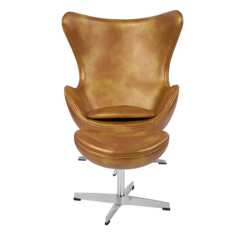 Flash Furniture Leather Egg Chair with Tilt-Lock Mechanism and Ottoman
