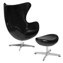 Flash Furniture Leather Egg Chair with Tilt-Lock Mechanism and Ottoman