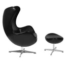 Flash Furniture Leather Egg Chair with Tilt-Lock Mechanism and Ottoman