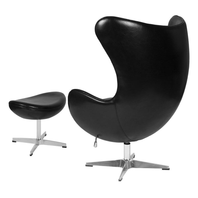 Flash Furniture Leather Egg Chair with Tilt-Lock Mechanism and Ottoman