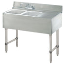 BK Resources BKUBS-236RS 36" Underbar Sink with 2 Bowls and 1 Faucet with Right Drainboard
