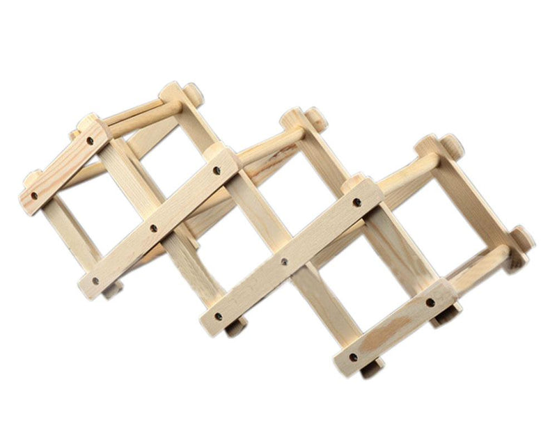 Folding Wooden Wine Rack Storage Organizer Display-Holds 5 Bottles