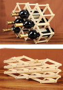 Folding Wooden Wine Rack Storage Organizer Display-Holds 10 Bottles