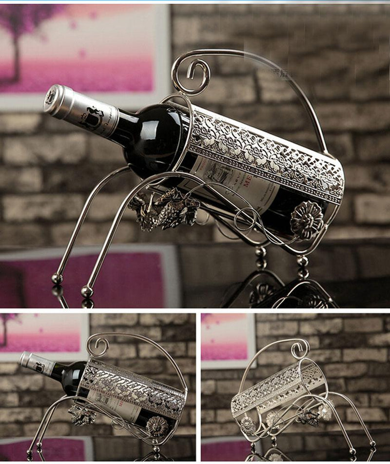 [Gladiator] Silvered Elegant Wine Rack Storage Organizer Display Holder
