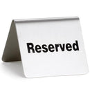 Tablecraft B9 2.5"X2"X2" Stainless Steel Buffet "Reserved" Tent Sign