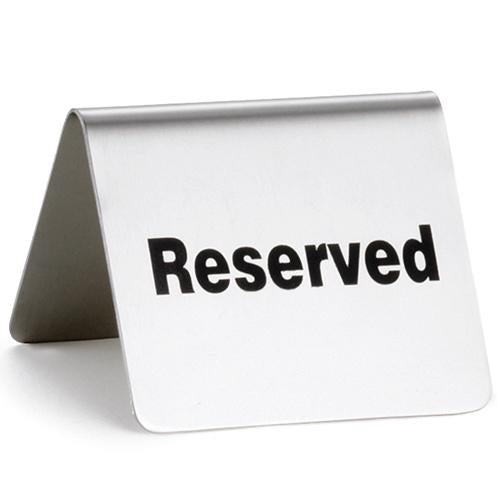 Tablecraft B9 2.5"X2"X2" Stainless Steel Buffet "Reserved" Tent Sign