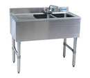 BK Resources BKUBW-236LS Two Compartment 36" Slim-Line Underbar Sink with Left Drainboard