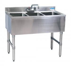 BK Resources BKUBW-336S Three Compartment 36" Slim-Line Underbar Sink