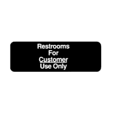 Winco SGN-317 Black 3" X 9" Information Sign with Symbol - Imprint "Restroom For Customer"