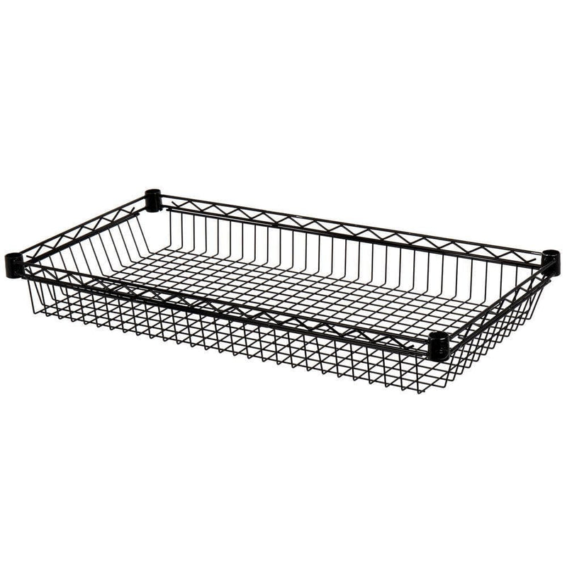 Canarac Individual Chrome/Black Epoxy Wire Shelf Baskets - Various Sizes