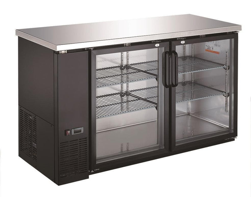 Canco BB-2461 Commercial 61" Double Glass Door Back Bar Cooler - Swing & Sliding Door Options