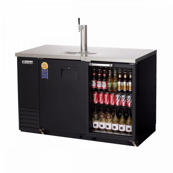 Everest EBD2-BBG 57-3/4" Black Two Section Solid/Glass Door Back Bar/Direct Draw Keg Refrigerator