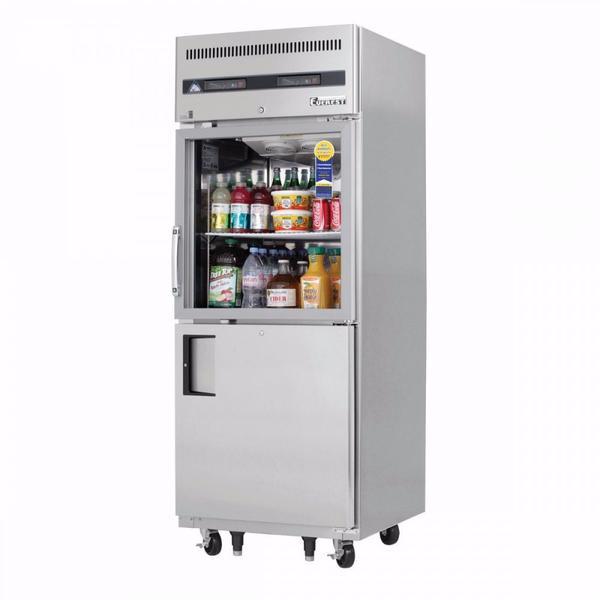Everest EGSDH2 29-1/4" One Section Glass/Solid Half Door Upright Reach-In Dual Temperature Refrigerator/Freezer Combo