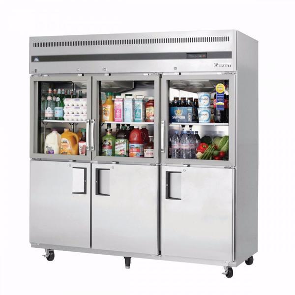 Everest EGSH6 75" Three Section Glass/Solid Half Door Upright Reach-In Refrigerator