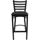 Flash Furniture Hercules Series Black Ladder Back Metal Restaurant Barstool - Black Vinyl Seat