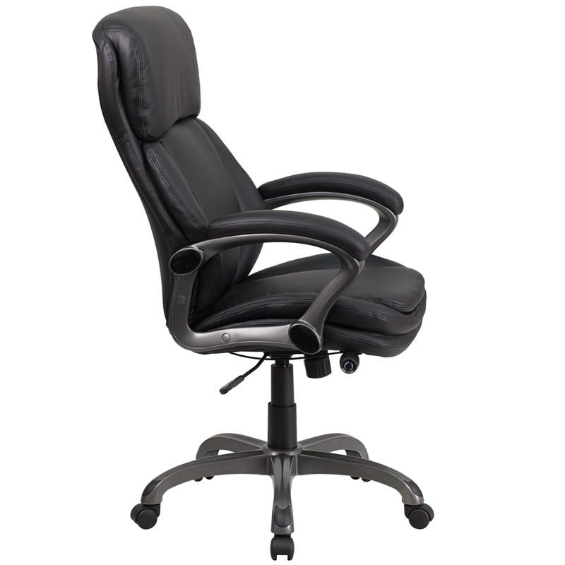 Flash Furniture High Back Black Leather Executive Swivel Office Chair With Lumbar Support Knob