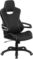 Flash Furniture High Back Black Vinyl Executive Swivel Office Chair With White Trim