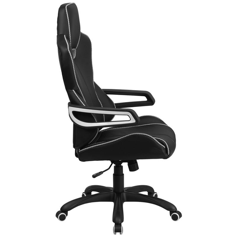 Flash Furniture High Back Black Vinyl Executive Swivel Office Chair With White Trim