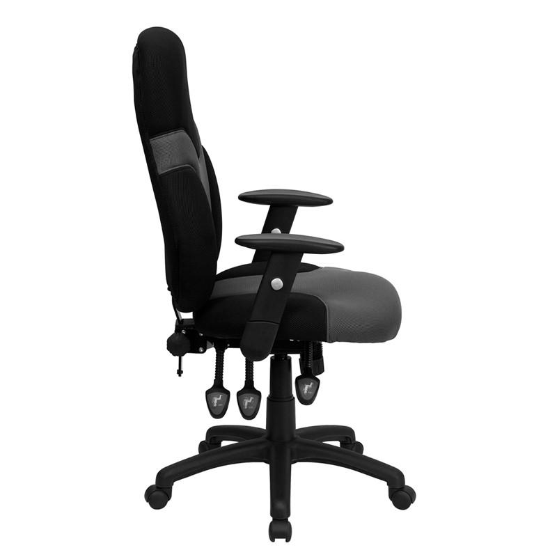 Flash Furniture High Back Ergonomic Black And Gray Mesh Swivel Task Chair With Height Adjustable Arms