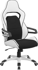 Flash Furniture High Back White Vinyl Executive Swivel Office Chair With Black Fabric Inserts
