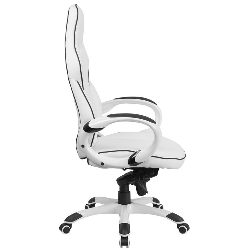 Flash Furniture High Back White Vinyl Executive Swivel Office Chair With Black Trim