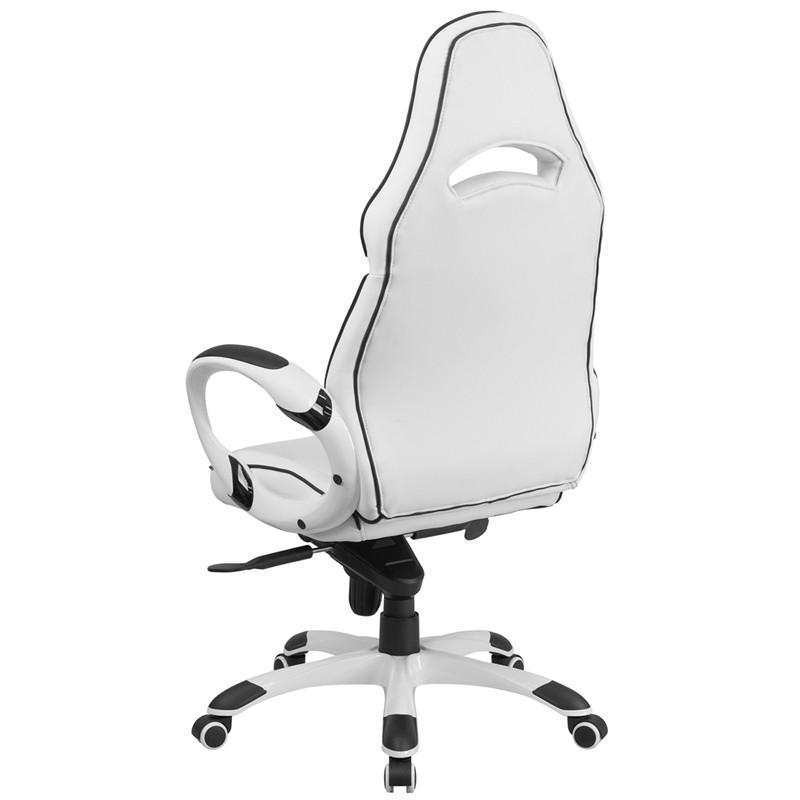 Flash Furniture High Back White Vinyl Executive Swivel Office Chair With Black Trim