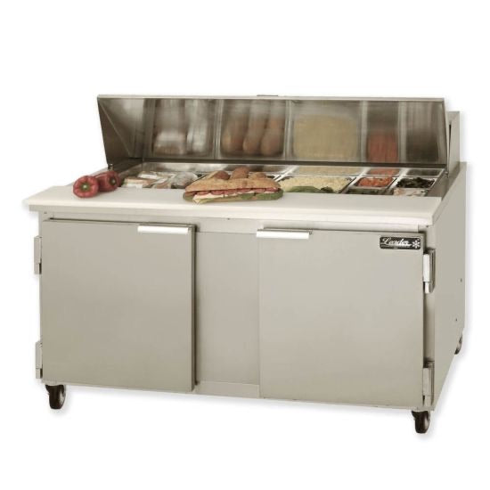 Leader ESLM60 60" Mega Top Sandwich & Salad Refrigerated Prep Table with 2 Door, Bain Marie, ETL-S