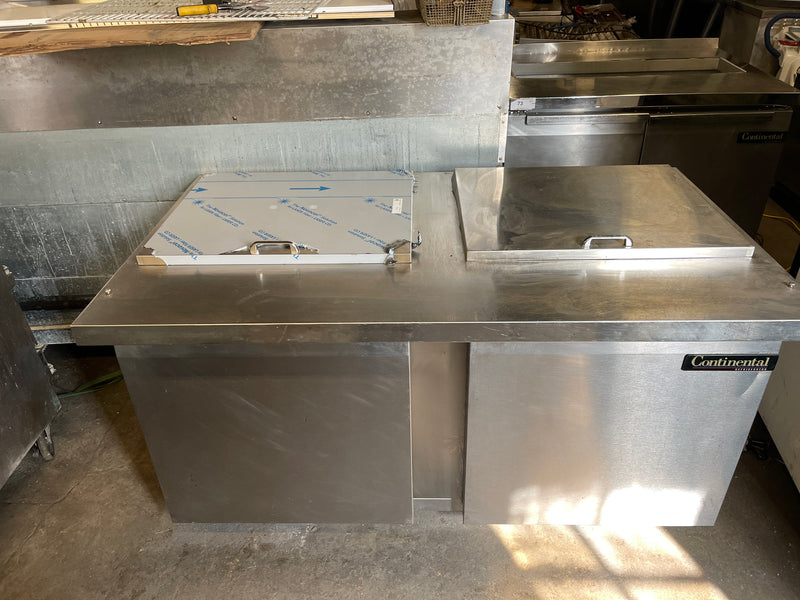 CONTINENTAL SW60 60” PAN RAIL REFRIGERATED PREP TABLE USED