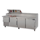 Leader ESPT96 96" Refrigerated Pizza Prep Table with 3 Full & 1 Half Door, ETL-S