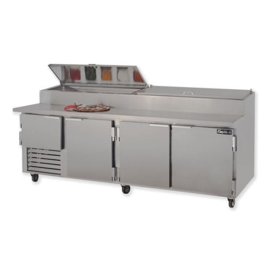 Leader ESPT96 96" Refrigerated Pizza Prep Table with 3 Full & 1 Half Door, ETL-S