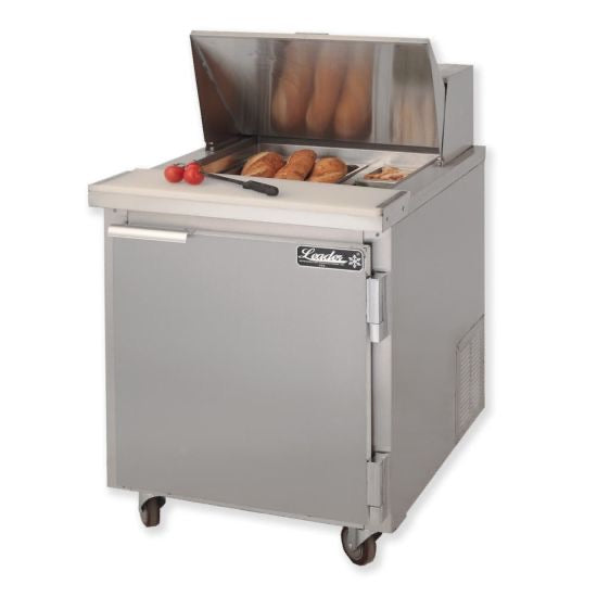 Leader ESLM27 27" Mega Top Sandwich & Salad Refrigerated Prep Table with 1 Door, Bain Marie, ETL-S