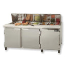 Leader ESLM72 72" Mega Top Sandwich & Salad Refrigerated Prep Table with 3 Door, Bain Marie, ETL-S