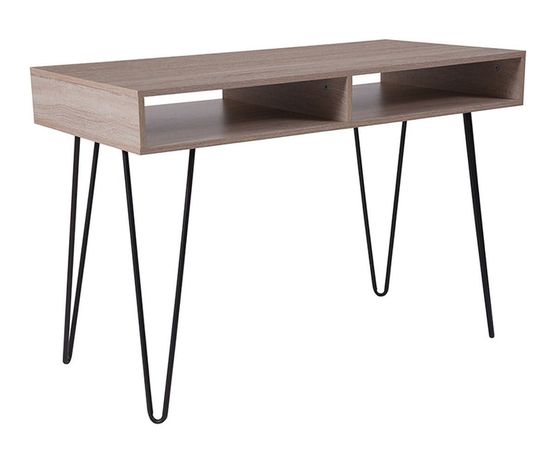 Flash Furniture Oak Wood Grain Finish Computer Table with Black Metal Legs