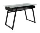 Flash Furniture Home Office Glass Computer Desk with Shelf and Black Metal Legs
