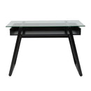 Flash Furniture Home Office Glass Computer Desk with Shelf and Black Metal Legs