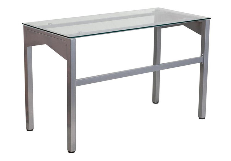 Flashfurniture Contemporary Desk With Clear Tempered Glass Top - 47.25''W x 21.75''D x 29.25''H